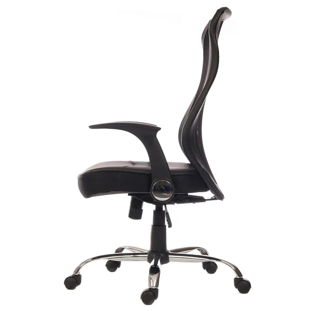 Office Curve Mesh Operator Chair with Headrest - Black