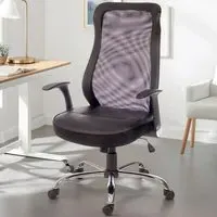 Office Curve Mesh Operator Chair with Headrest - Black