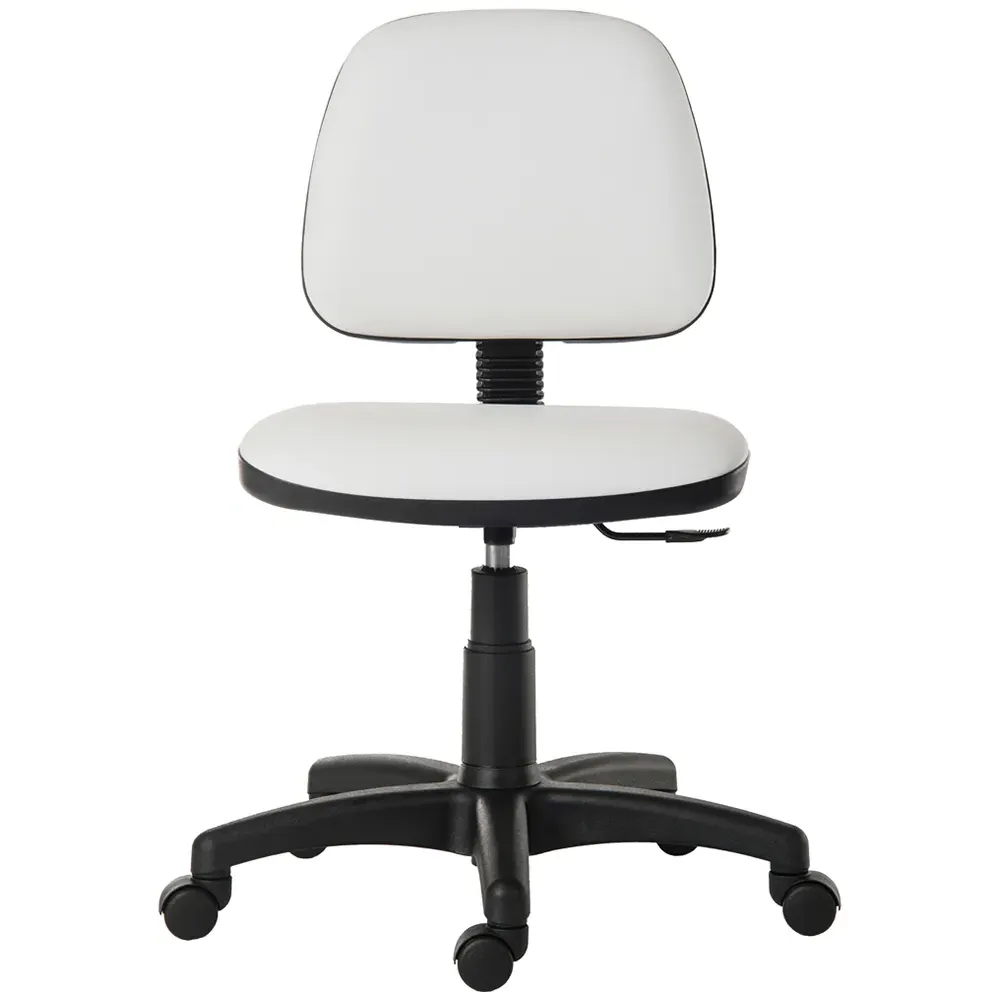 Ergo Blaster Desk Chair with Height Adjustment - White, Faux Leather