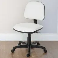 Ergo Blaster Desk Chair with Height Adjustment - White, Faux Leather