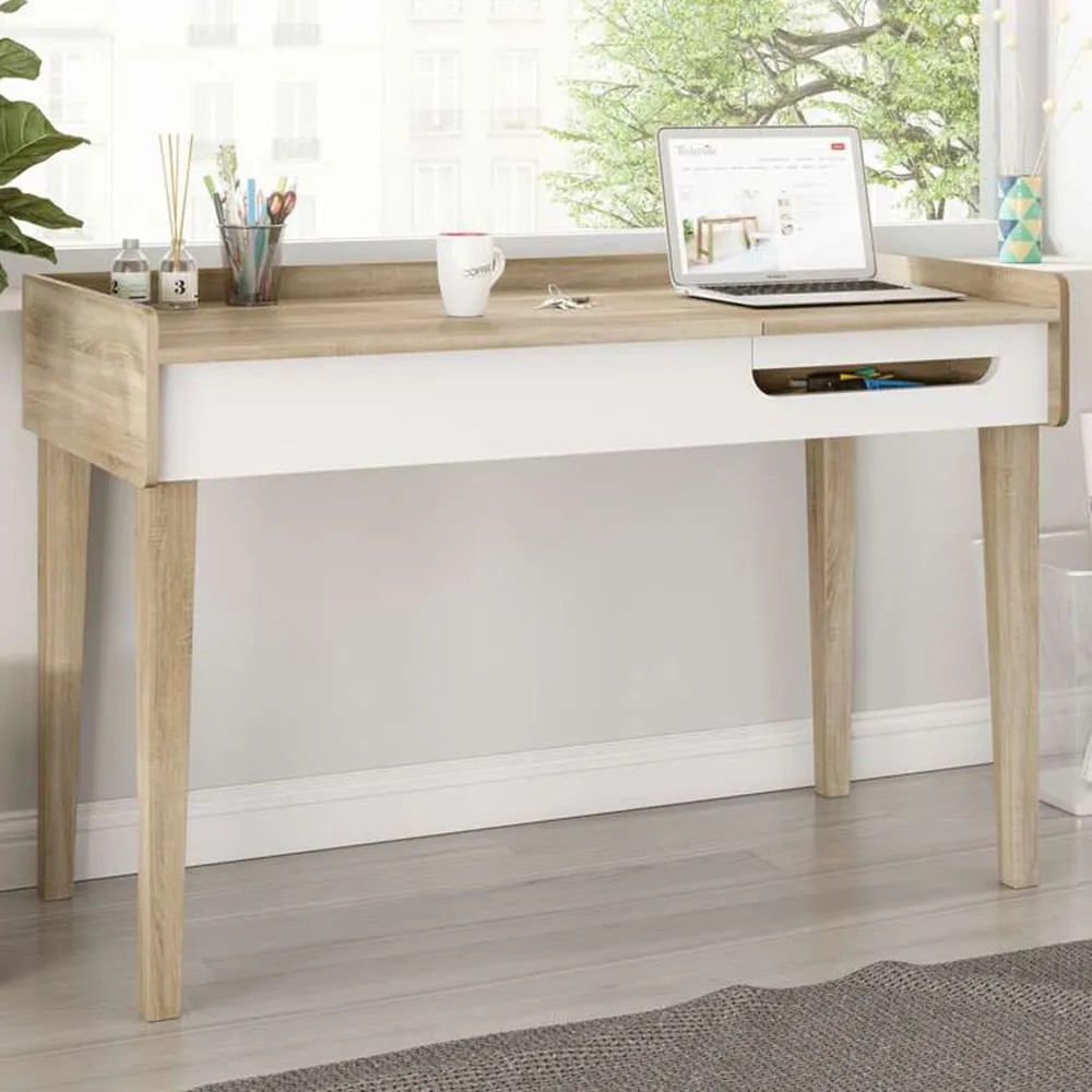 Giru Desk with Storage - Sonoma Oak, White