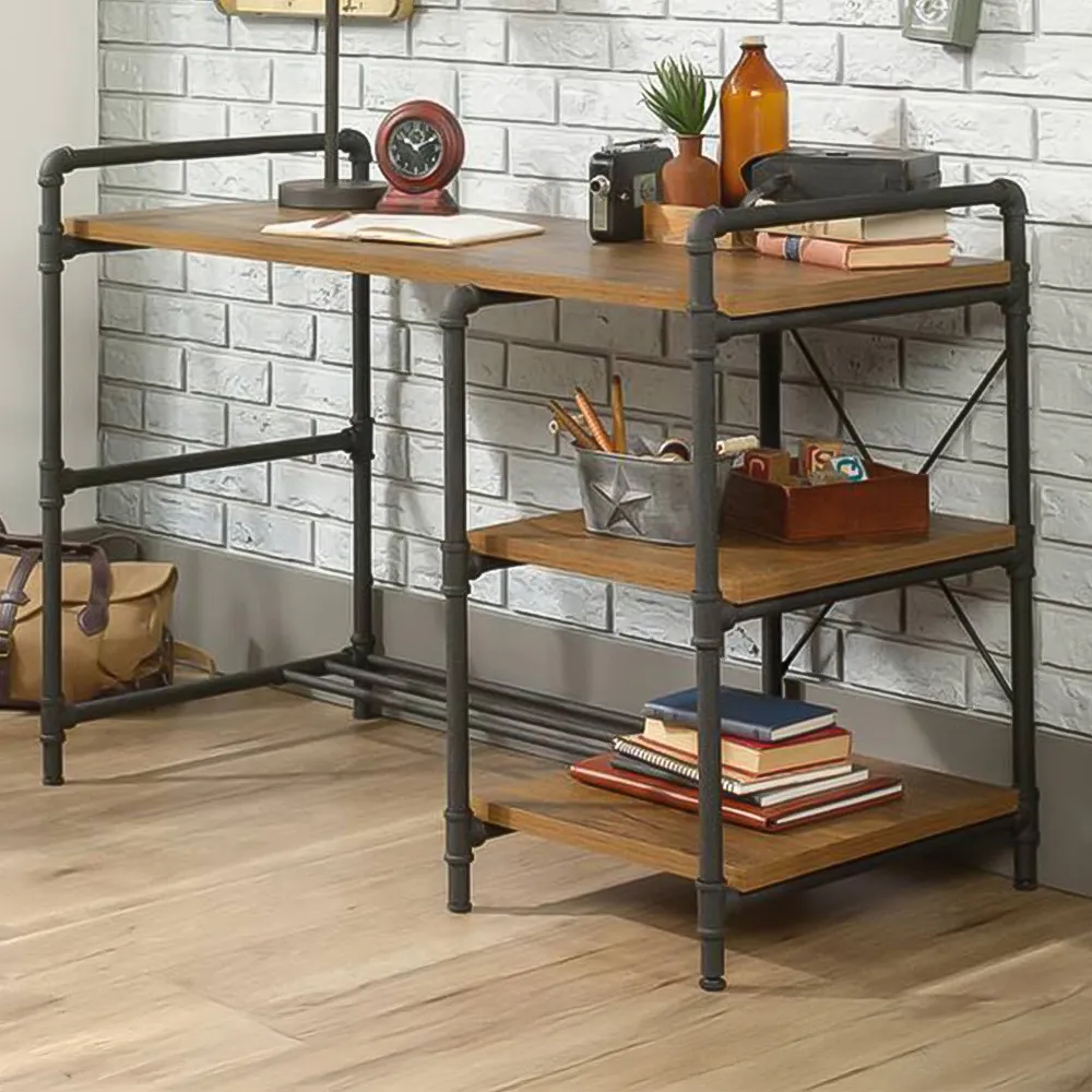 Iron Foundry Desk with Storage - Brown, Oak image