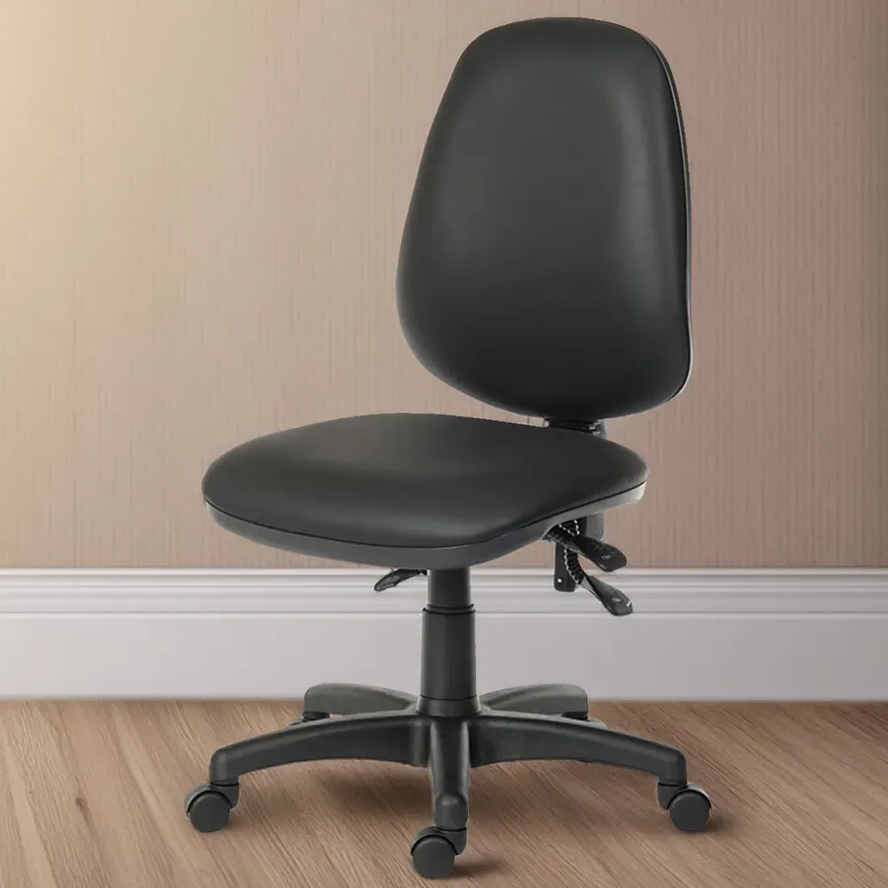 Practica Desk Chair with Tilt Mechanism - Black, Faux Leather