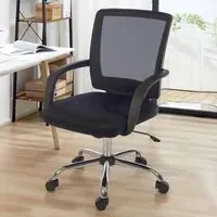 Star Mesh Office Chair with Armrests - Black