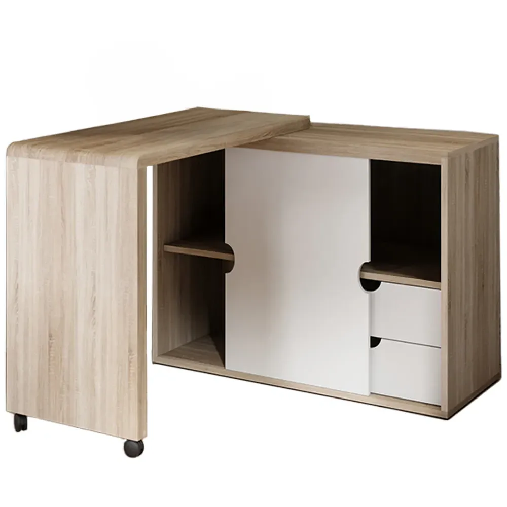 Teknik Office Pivot Cupboard Desk with Storage - Brown