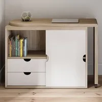 Teknik Office Pivot Cupboard Desk with Storage - Brown