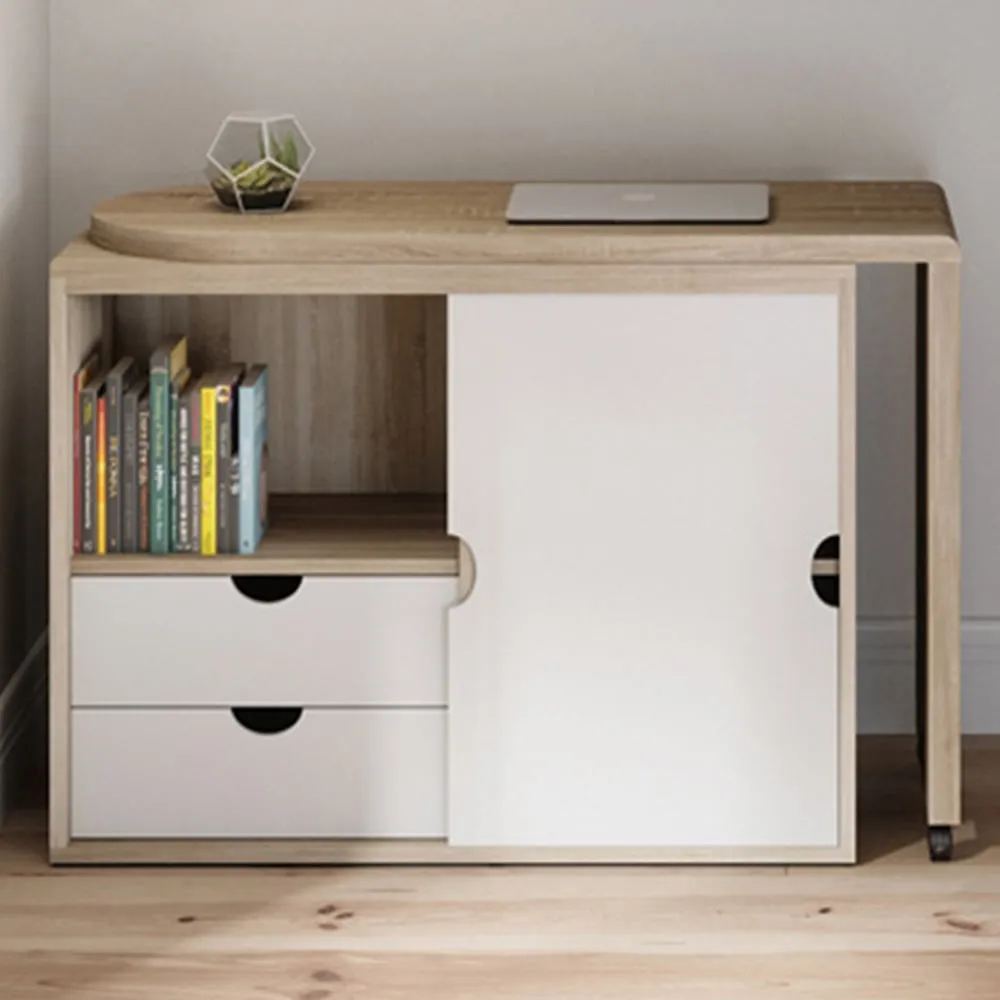 Teknik Office Pivot Cupboard Desk with Storage - Brown image