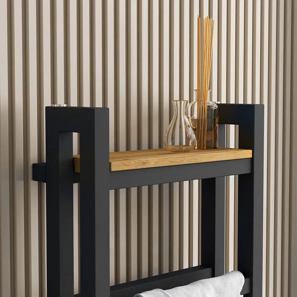 Stand Towel Rail Shelf 400mm - Brown, Beech Wood