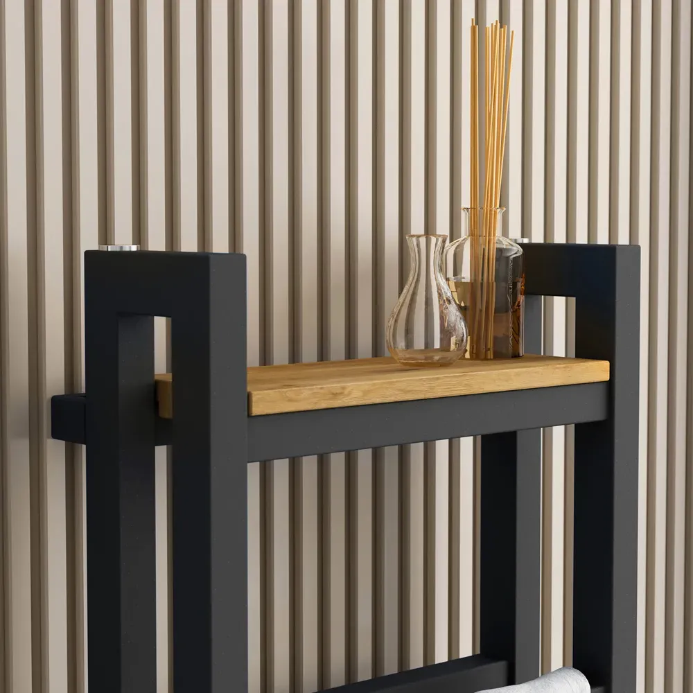 Stand Towel Rail Shelf 400mm - Brown, Oak