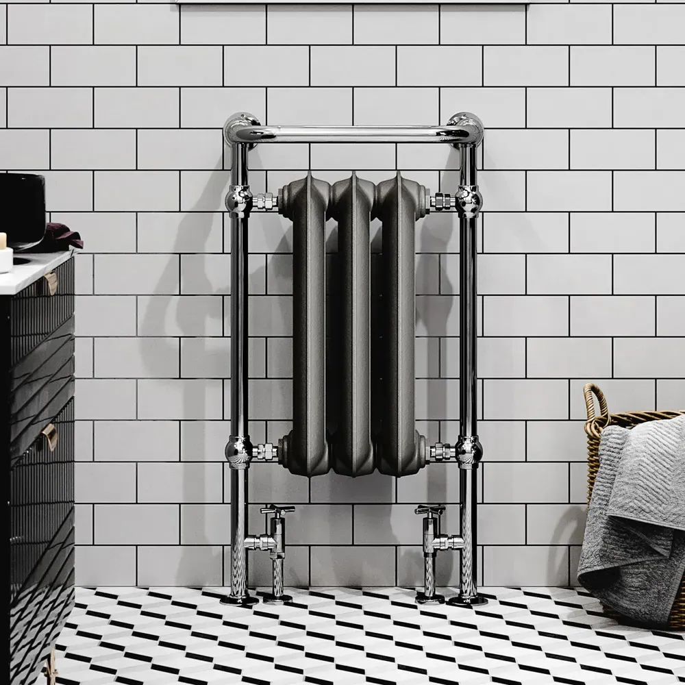 Terma 1217BTU Heated Towel Rail - Raw Metal, Chrome