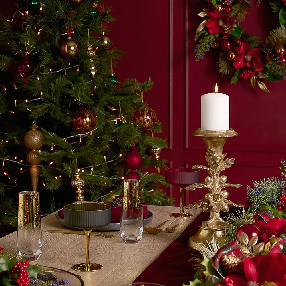 Acorn Tree Candle Holder - Gold