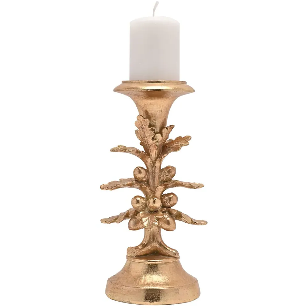 Acorn Tree Candle Holder - Gold