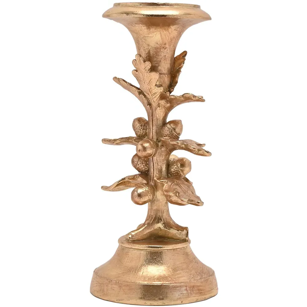 Acorn Tree Candle Holder - Gold