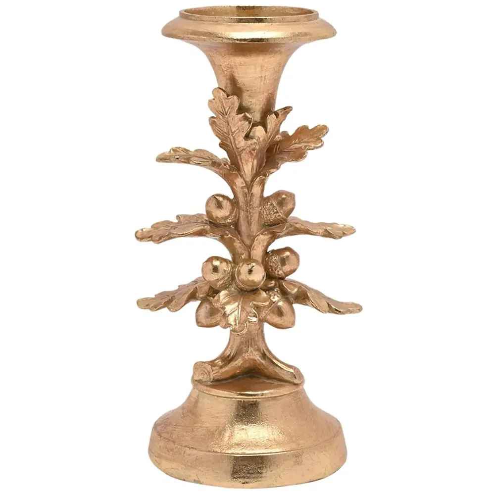Acorn Tree Candle Holder - Gold