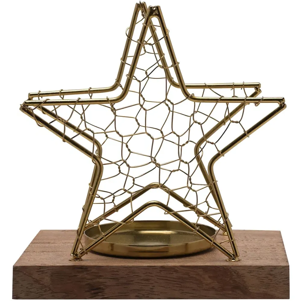 Celestial Medium Star Wire Candle Holder - Gold image