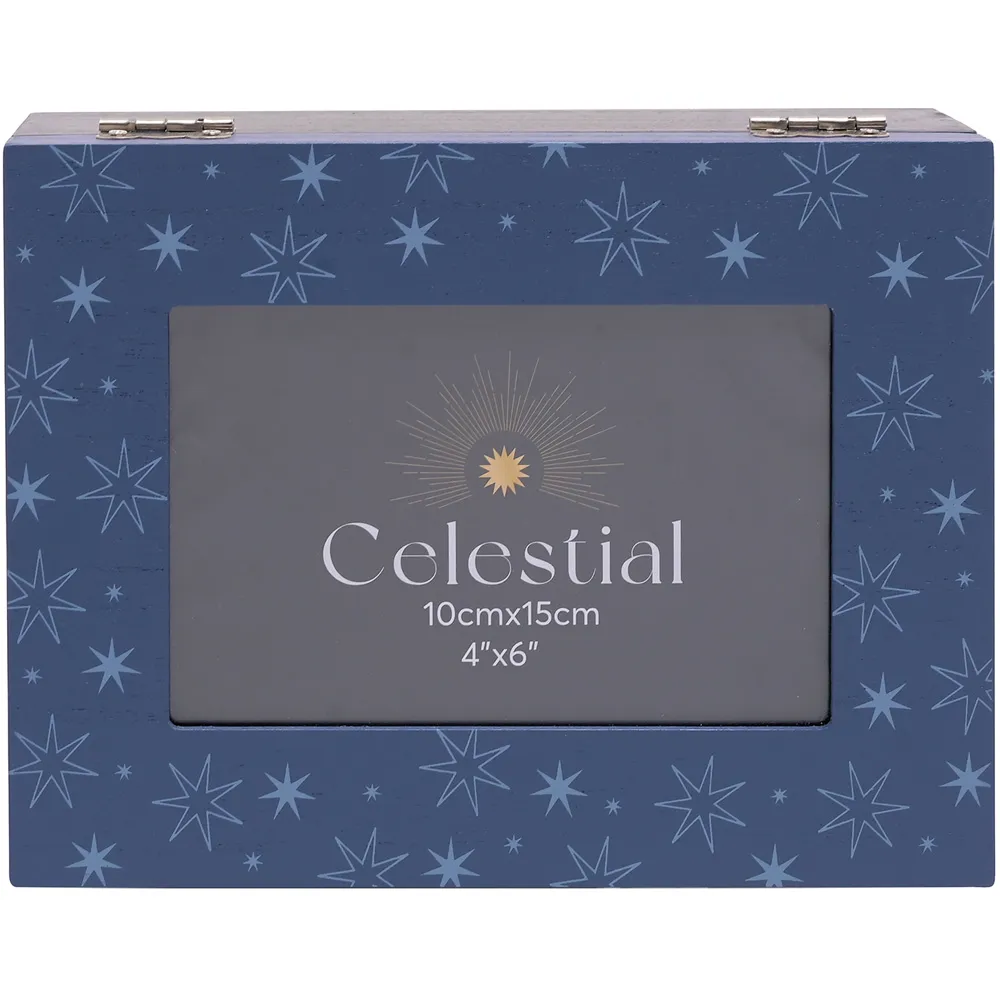 Celestial Storage Box with Photo Aperture - Blue