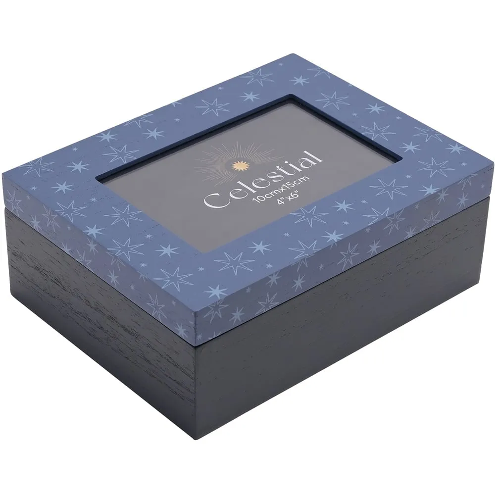 Celestial Storage Box with Photo Aperture - Blue image