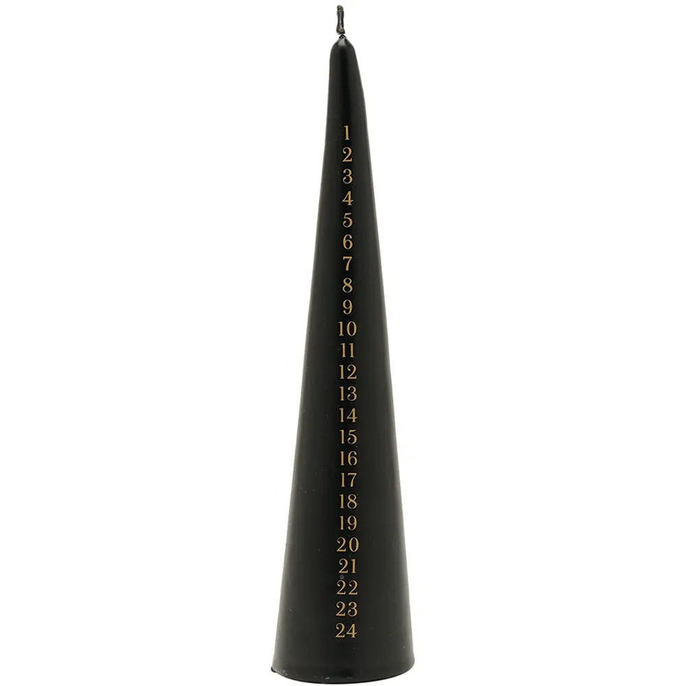 Tapered Candle with Gold Numbers - Black