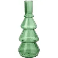 Tree Shaped Glass Dinner Candle Holder - Green