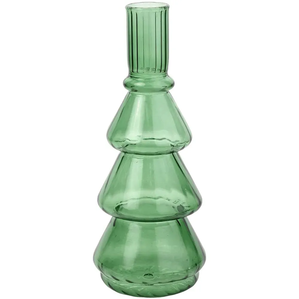 Tree Shaped Glass Dinner Candle Holder - Green