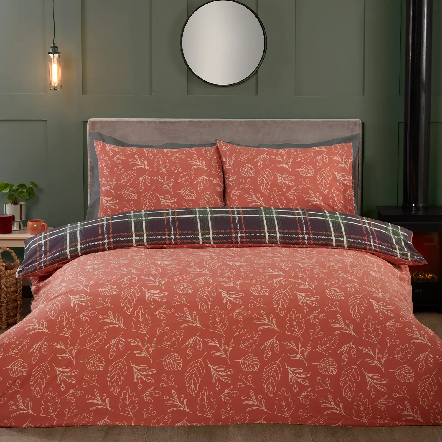 Autumn Check Double Duvet Cover Set - Polycotton