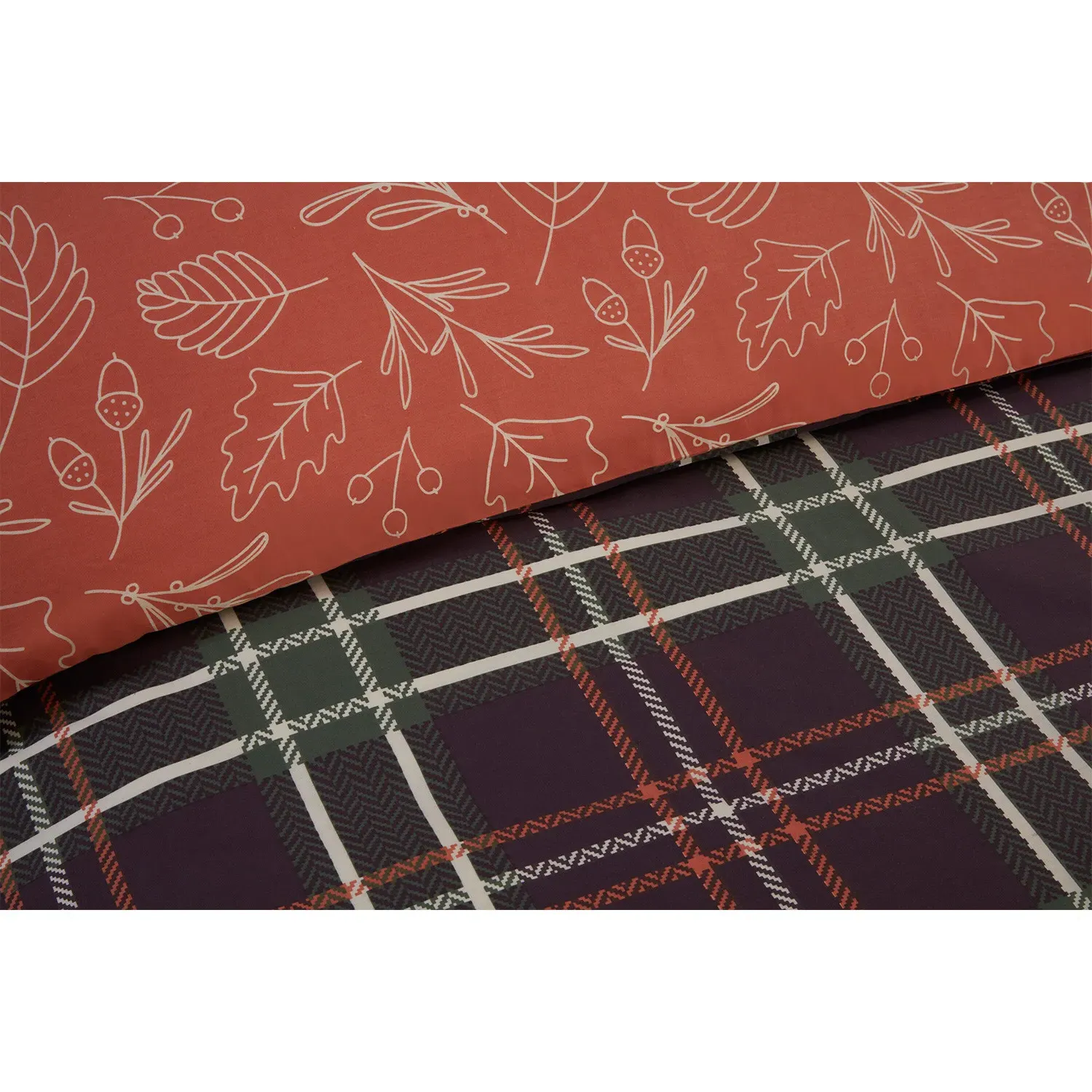 Autumn Check Double Duvet Cover Set - Polycotton
