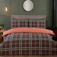 Autumn Check Single Duvet Cover Set - Polycotton