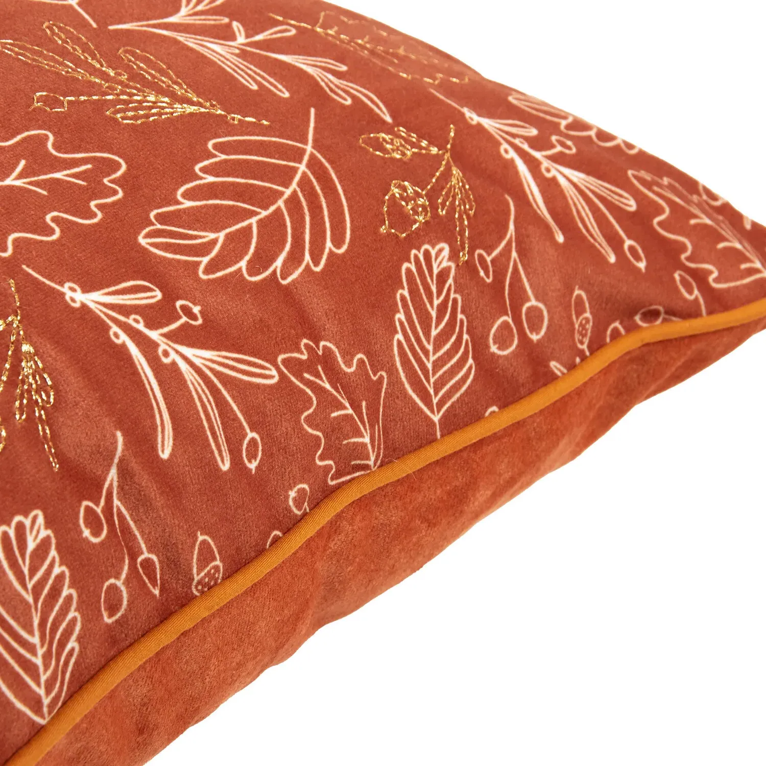 Autumn Leaves Print Cushion - Orange, Polyester