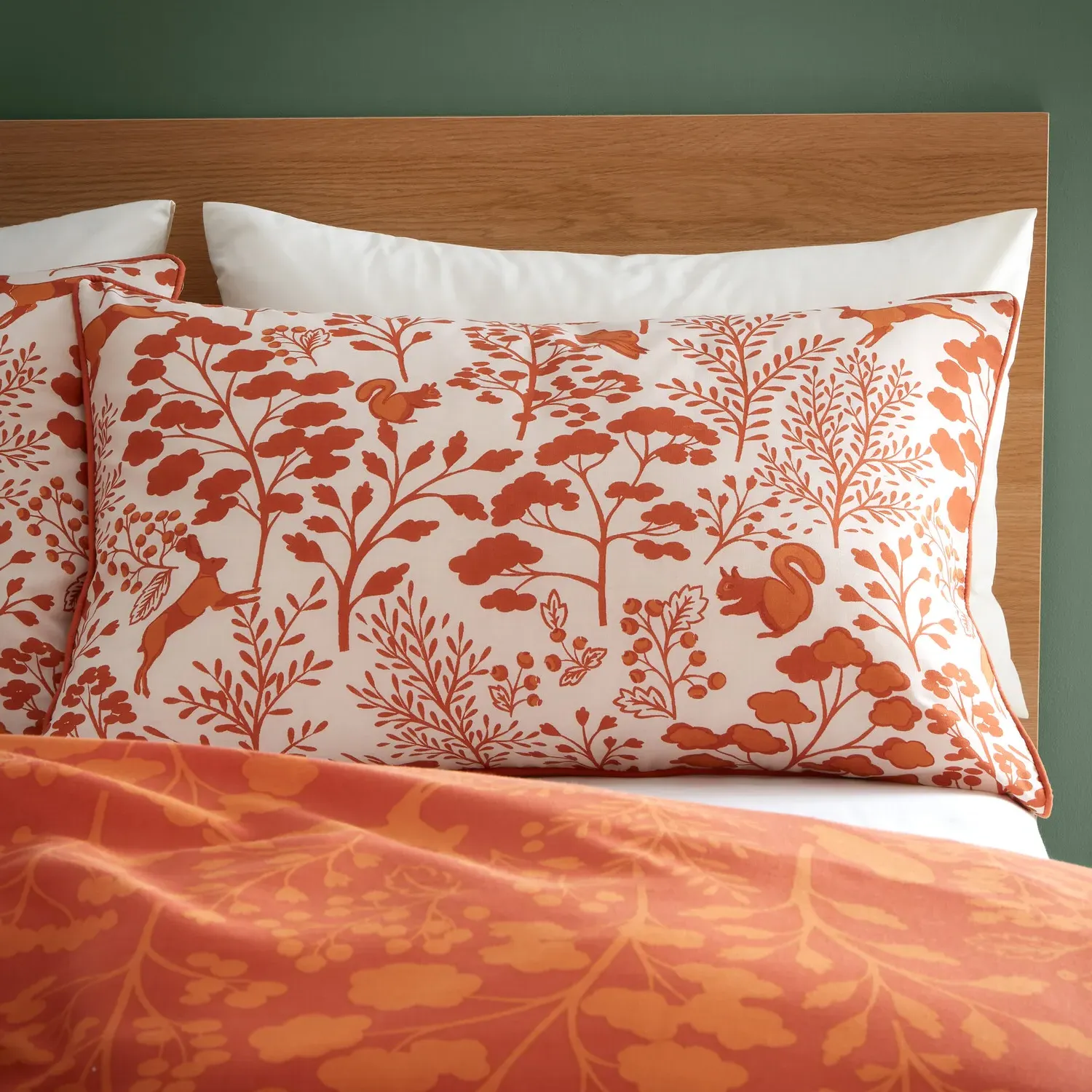 Autumn Meadow Double Duvet Cover Set - Rust, Polycotton