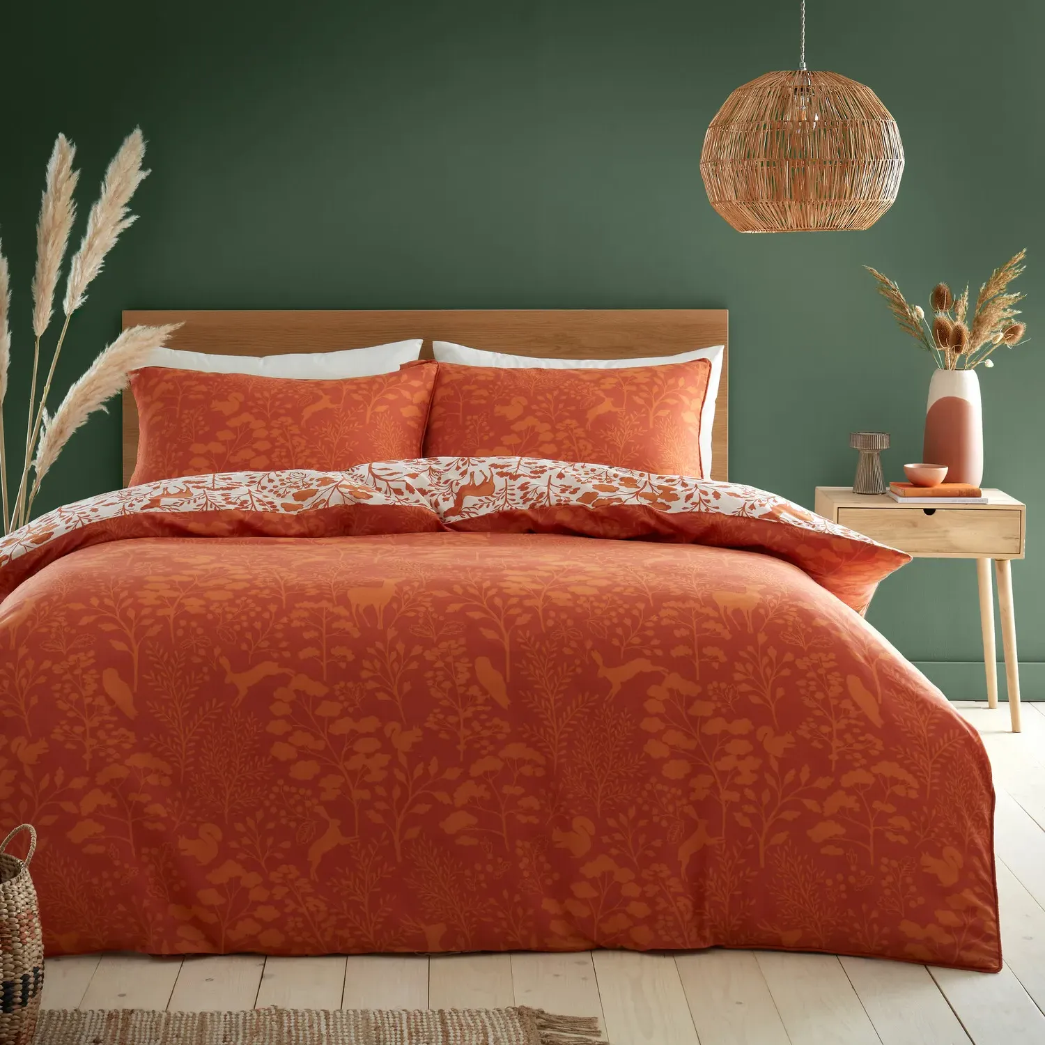 Autumn Meadow Double Duvet Cover Set - Rust, Polycotton image