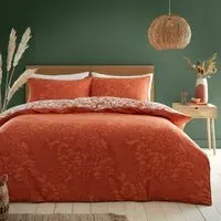 Autumn Meadow King Size Duvet Cover Set - Rust, Polycotton