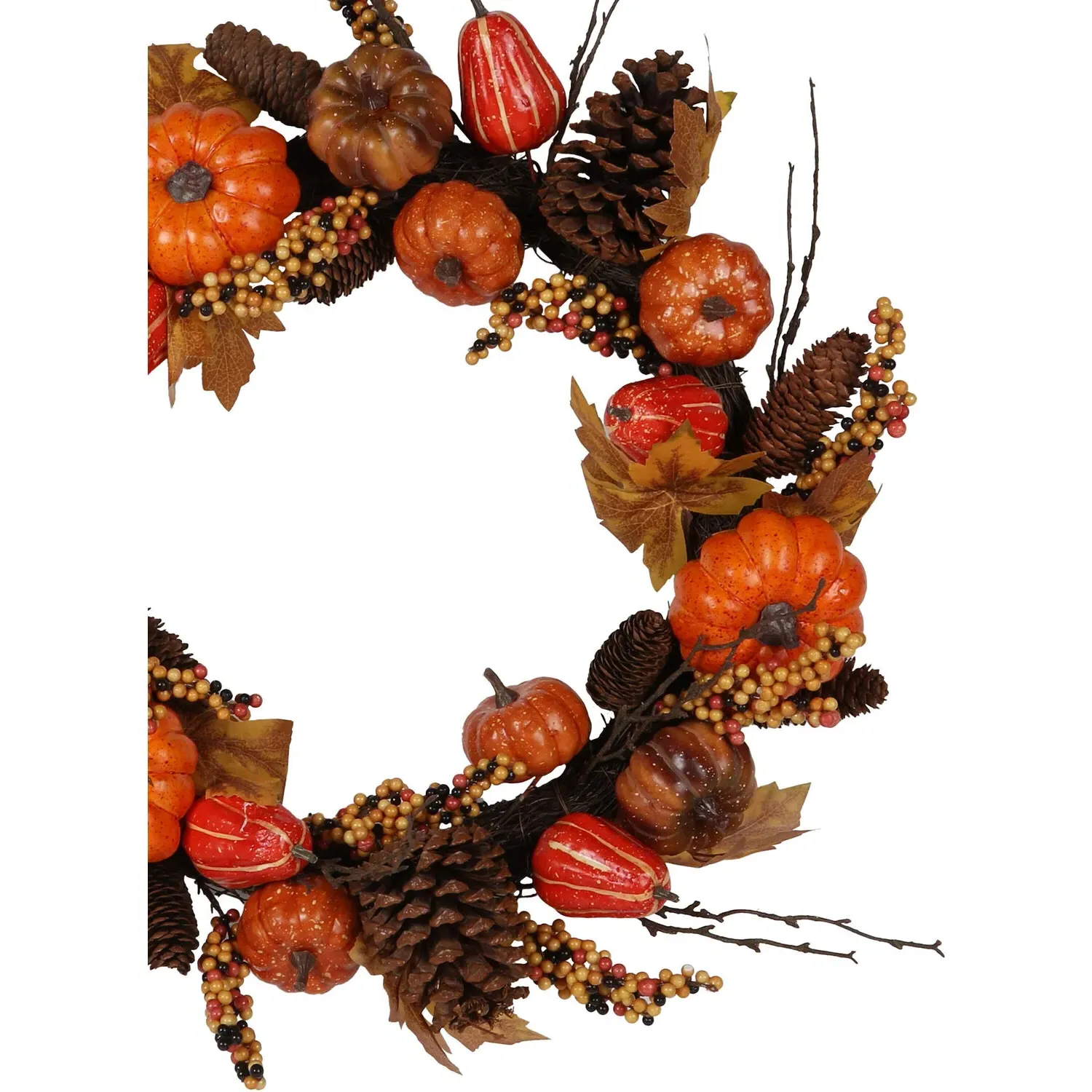 Autumnal Harvest Faux Pinecone Wreath - Orange