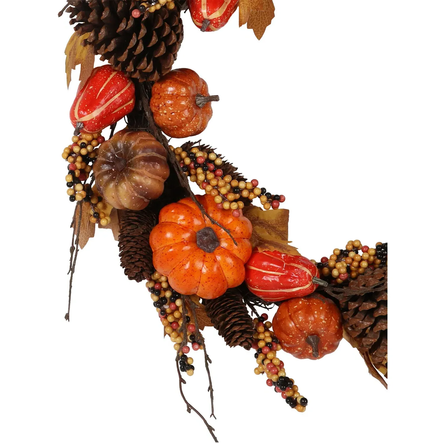 Autumnal Harvest Faux Pinecone Wreath - Orange