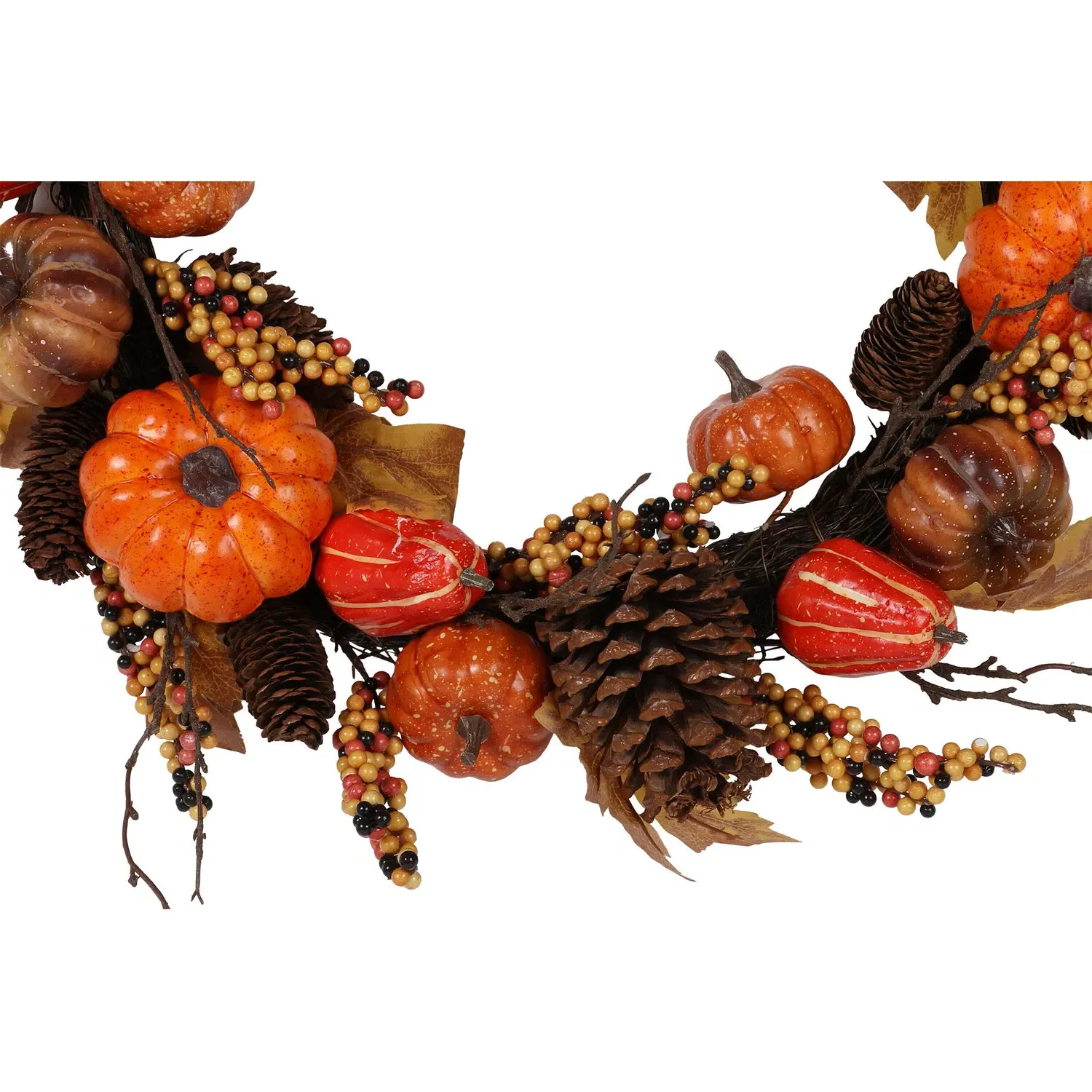 Autumnal Harvest Faux Pinecone Wreath - Orange