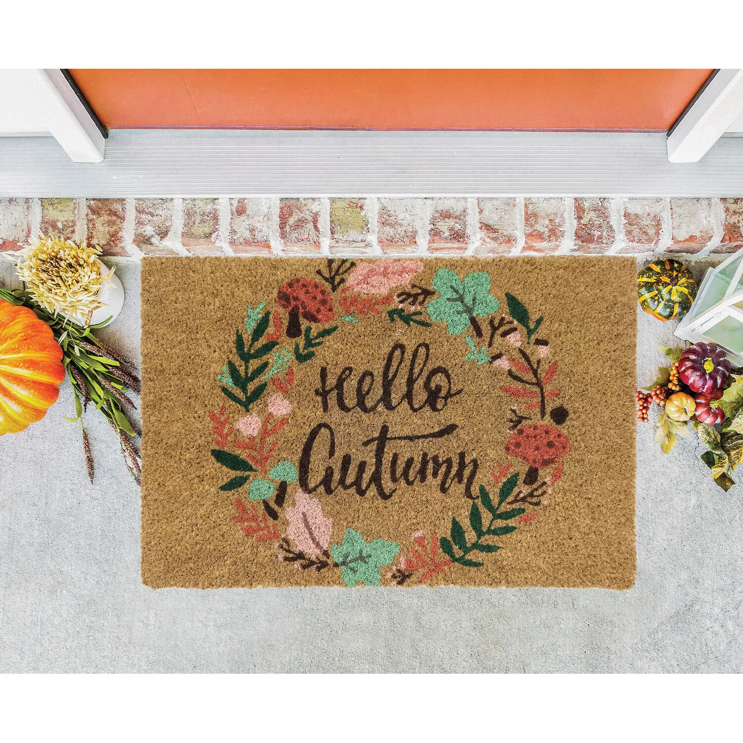 Autumnal Printed Coir Mat - Brown