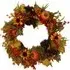 Autumnal Wreath with Flowers and Pumpkins