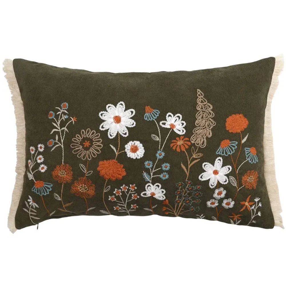 Cerelia Fringe Cushion - Green image