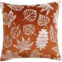 Hazel Embroidered Cushion - Rust