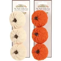Knitted Pumpkin Wreath Toppers - Cream, Orange