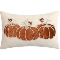 Set of 3 Pumpkin Cushions - Cream, Orange