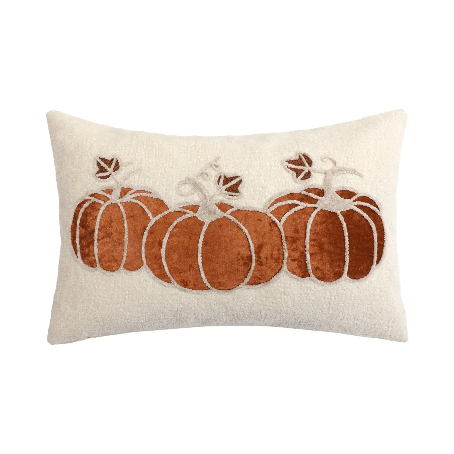 Set of 3 Pumpkin Cushions - Cream, Orange image