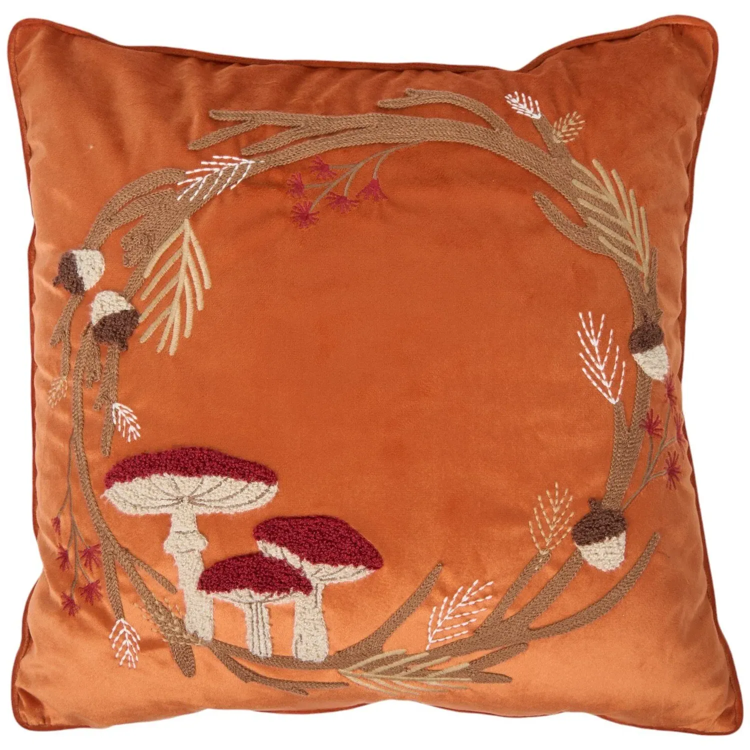Toadstool Wreath Cushion - Orange