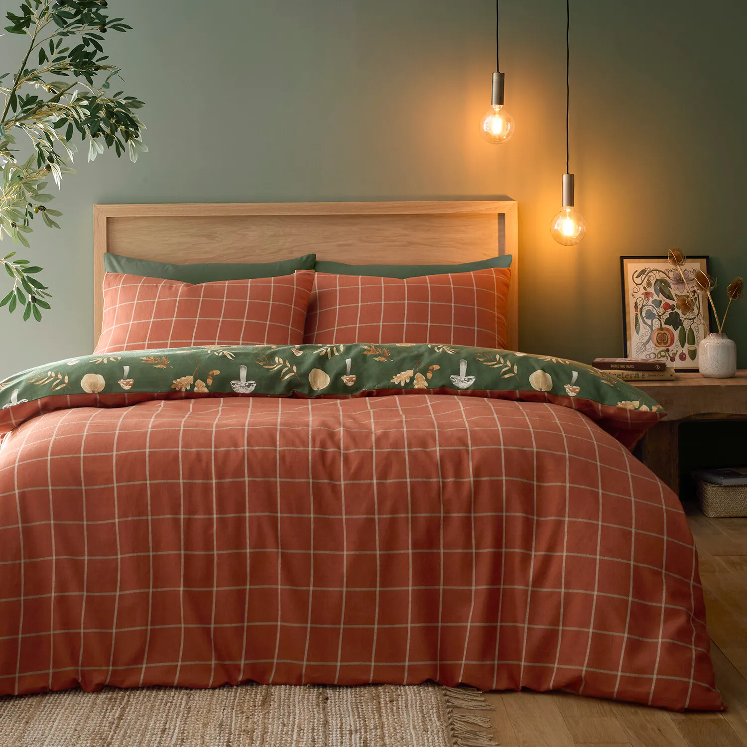 Woodland Double Duvet Cover Set - Green, Polycotton
