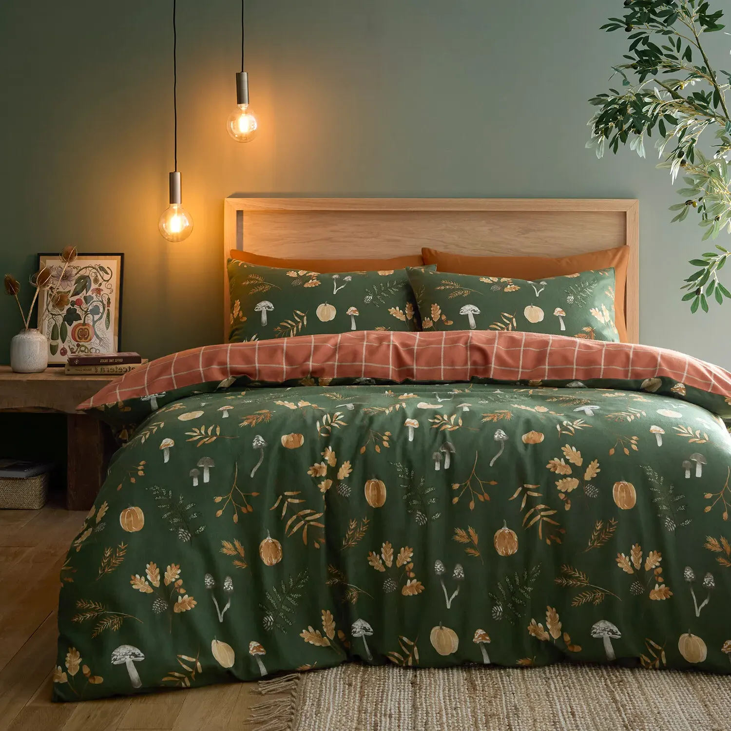 Woodland King Duvet Cover Set - Green, Polycotton