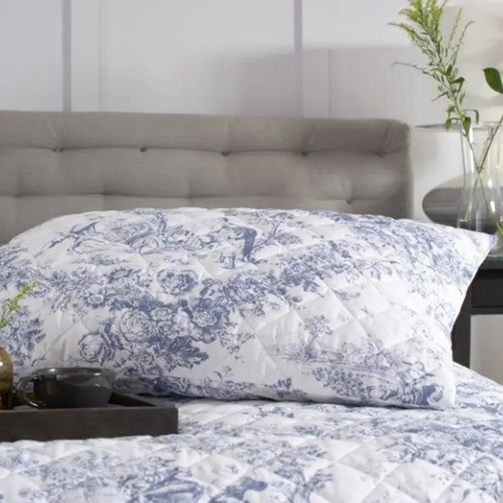 2 Piece Toile Cotton Pillow Sham Set - Blue image