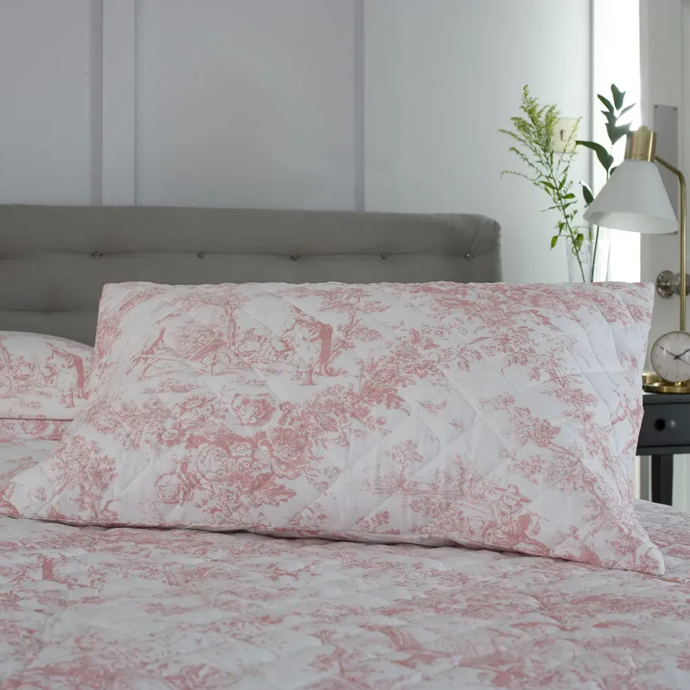 2 Piece Toile Cotton Pillow Sham Set - Pink