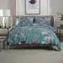Botanical Flower Super King Size Duvet Set - Green, Cotton