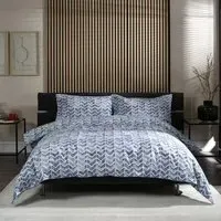 Chevron King Size Duvet Set - Blue, Cotton