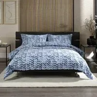 Chevron King Size Duvet Set - Blue, Cotton