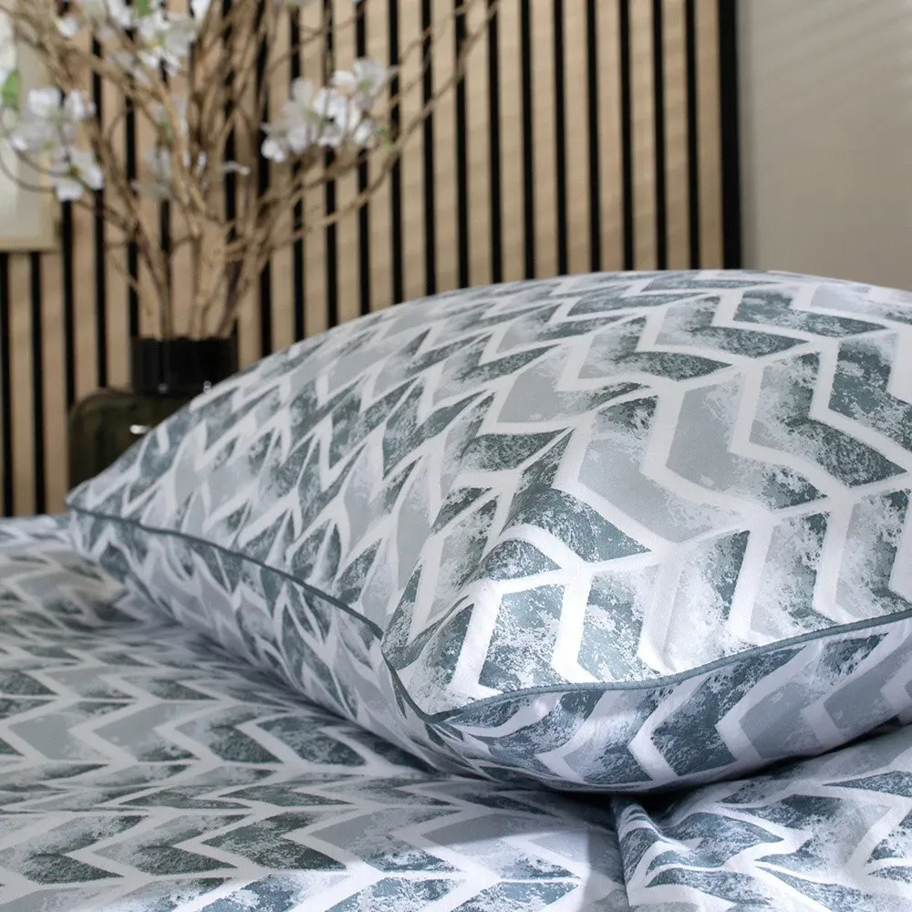 Chevron Super King Size Duvet Set - Grey, Cotton